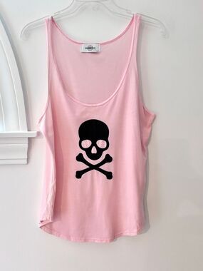 SoulCycle Skull Tank Top Pink Black Scoopneck Womens M Cycle Activewear Top